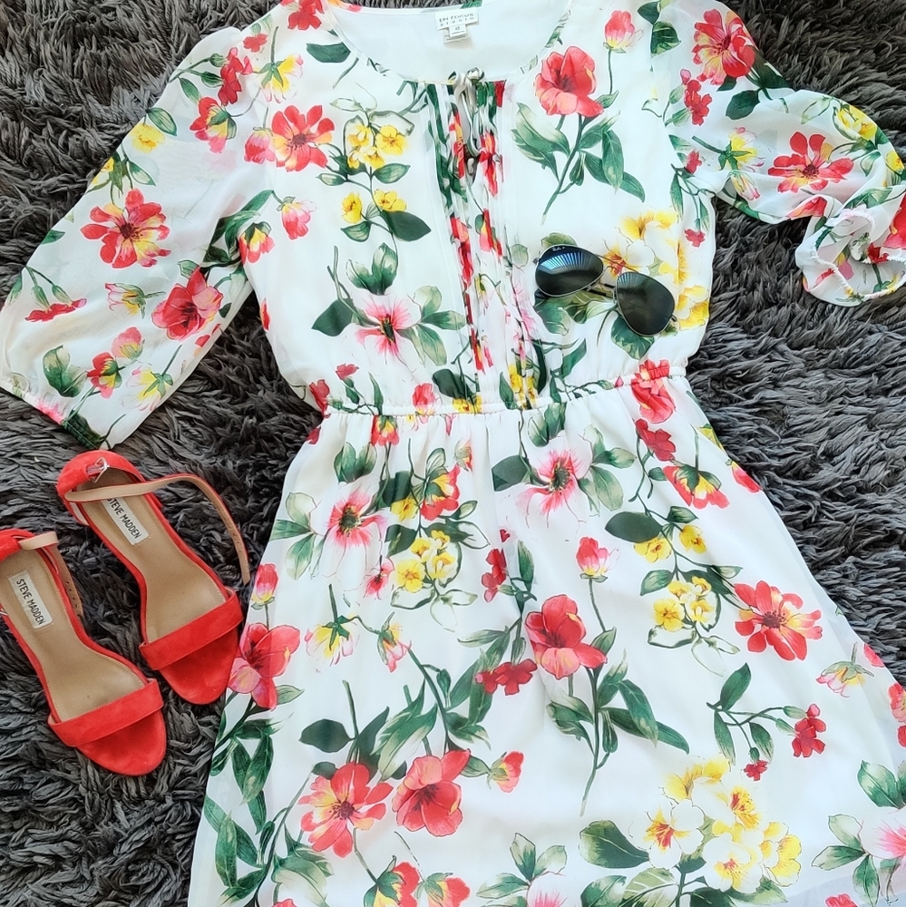 White floral print dress